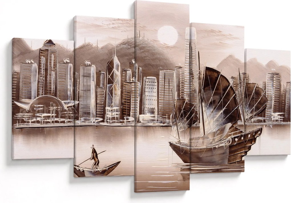 Kép - Victoria Harbour, Hong Kong, szépia hatás (150x105 cm)
