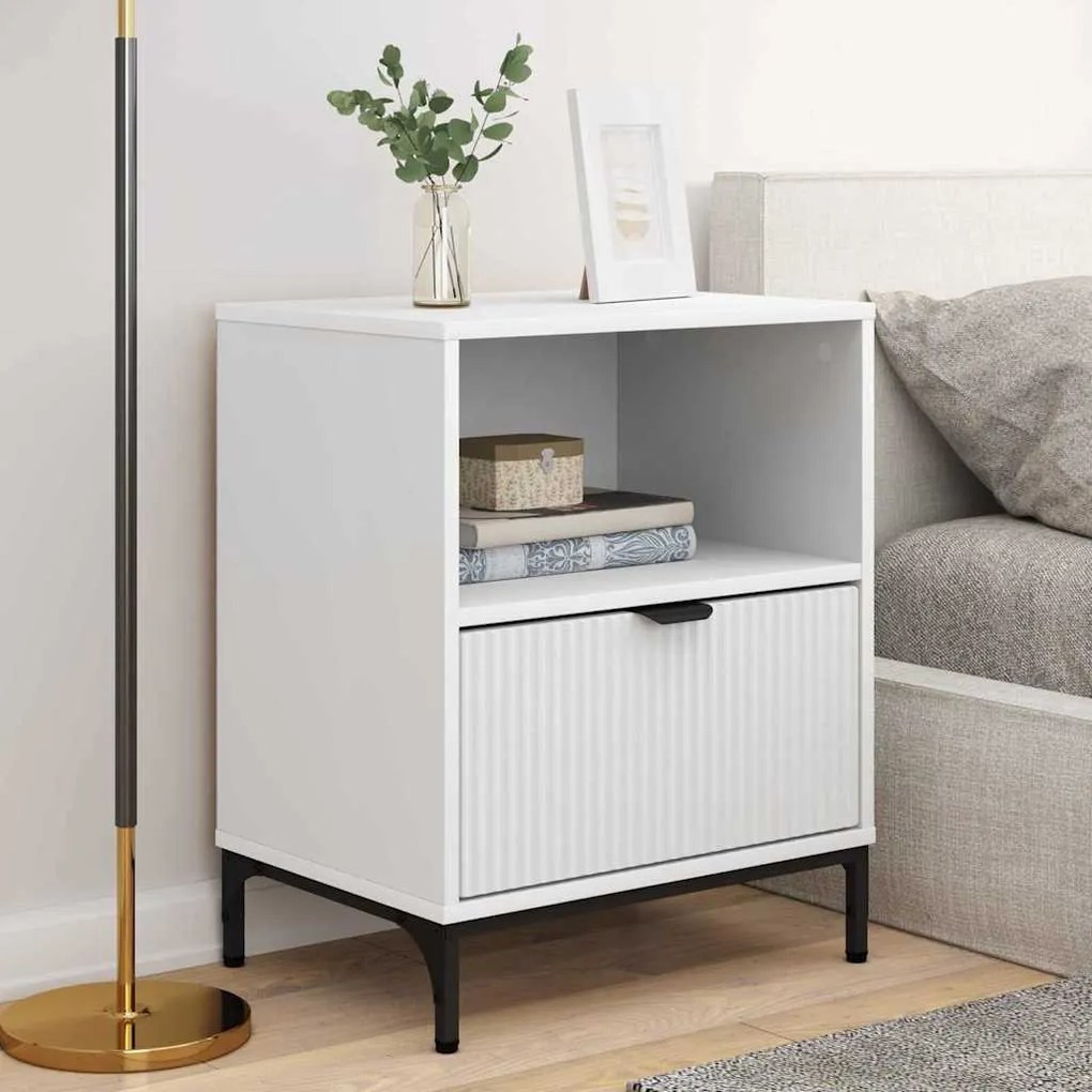 Éjjeliszekrények fiókkal 2 pcs Fehér 49 x 36 x 61 cm Faanyag
