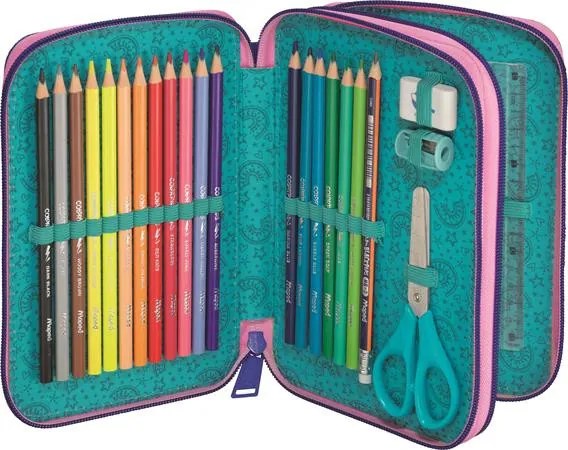 Tolltartó, töltött, 2 emeletes, cipzáras, MAPED, unikornis (IMA967402)