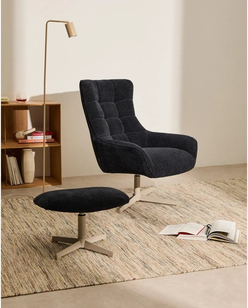 Sötétkék zsenília lábtartó Teryl – Kave Home