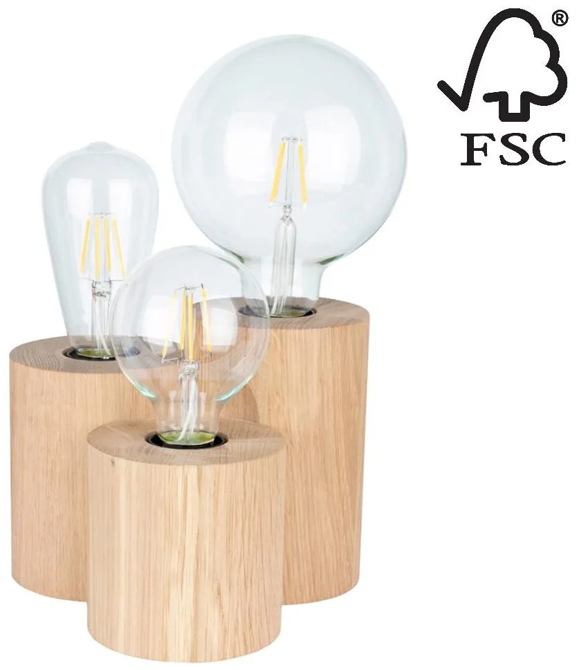 Spot-Light 2266374 - Asztali lámpa VINCENT 3xE27/15W/230V tölgy