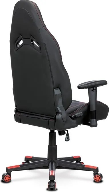 Herní křeslo, houpací mechanismus, černá látka, KA-F07 RED