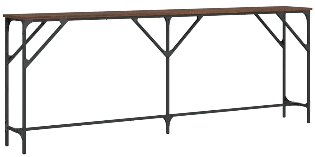 barna tölgyszínű szerelt fa tálalóasztal 200x29x75 cm