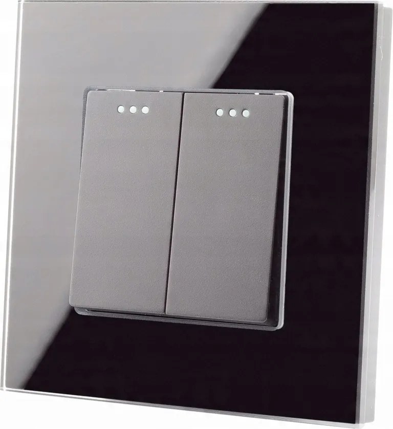 Lépcsőkapcsoló kapcsoló dupla fekete szett Miuun kerettel