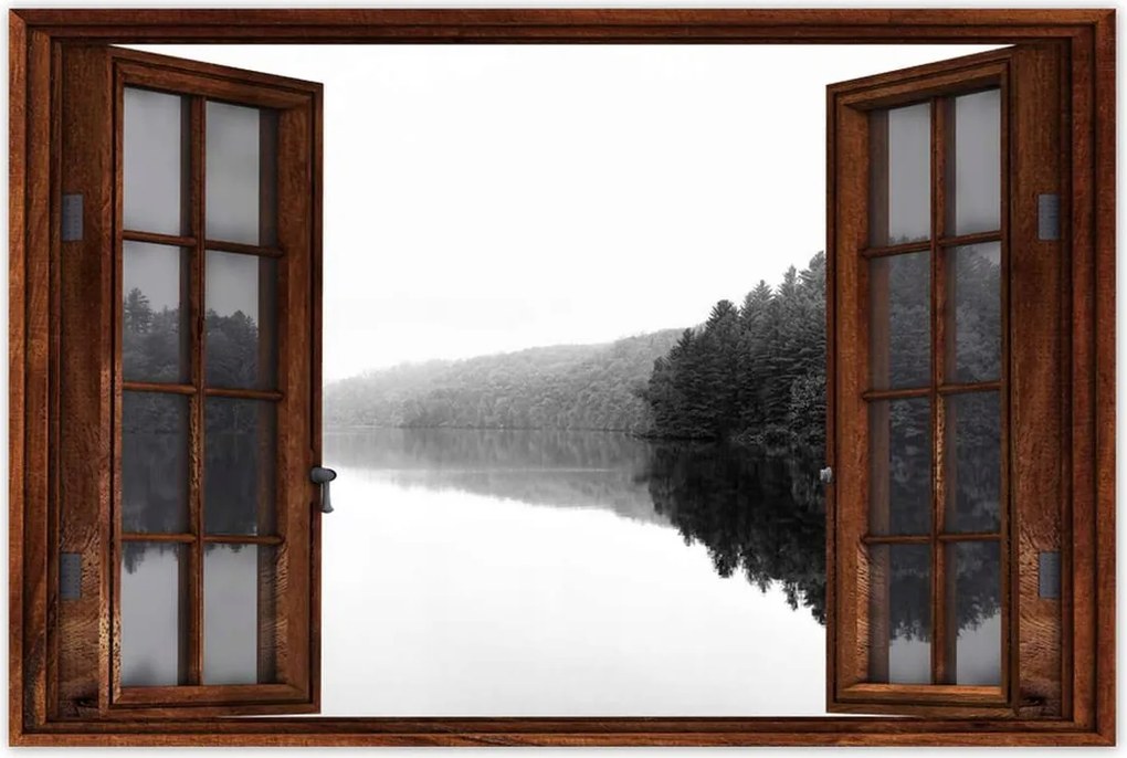 Poszterek 90x60 Tó sziget Fekete