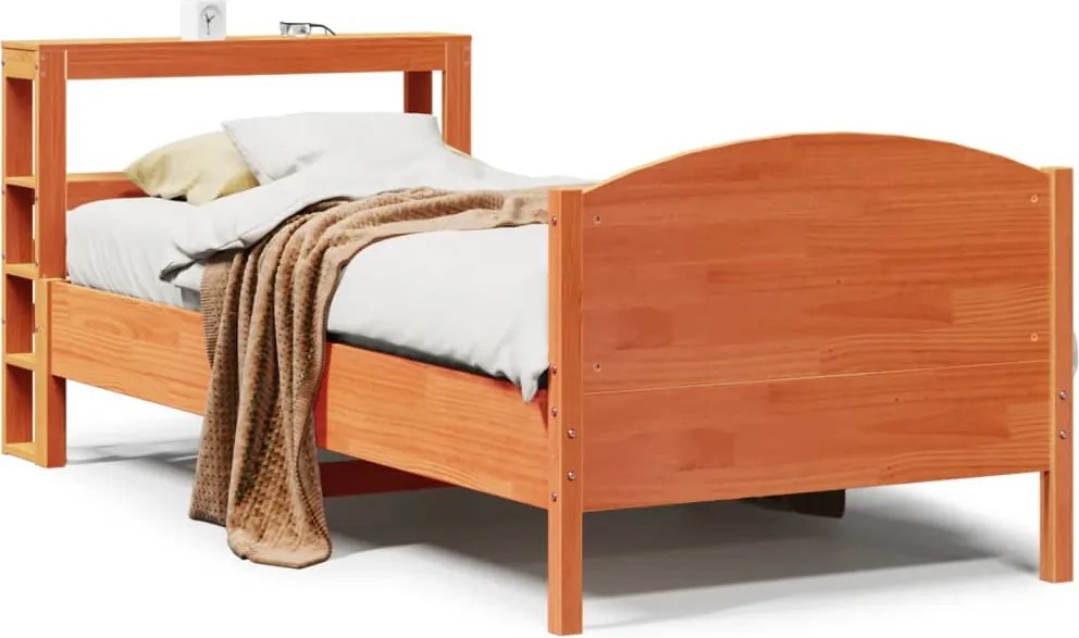 vidaXL viaszbarna tömör fenyőfa ágy matrac nélkül 75 x 190 cm