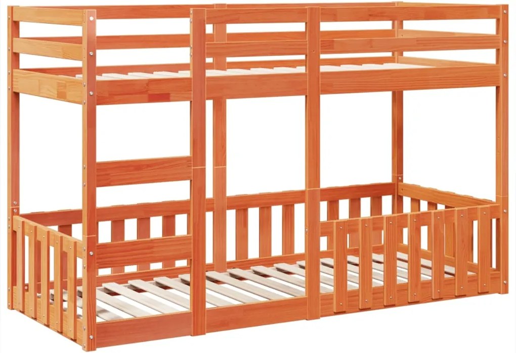 vidaXL viaszbarna tömör fenyőfa emeletes ágy 75 x 190 cm