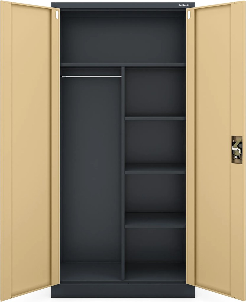 Többfunkciós fém szekrény, antracit / dió, 900x1850x450 mm: DAWID Eco Design