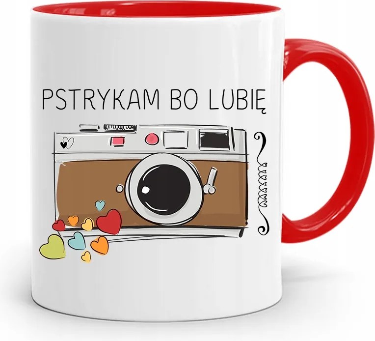 Piros Fotós Bögre Csettintek, Mert Szeretem Az Ajándékot fényképes nyomattal
