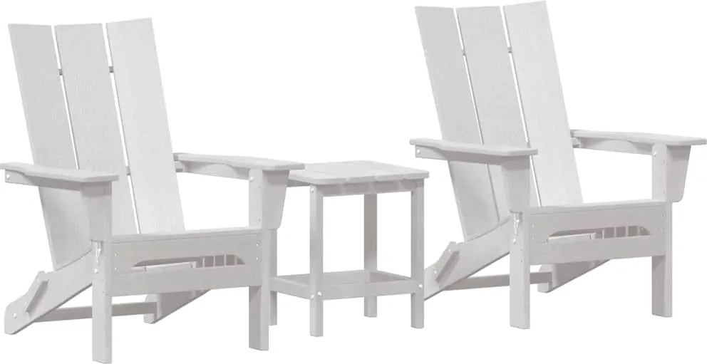 vidaXL Kerti Szék 3 pcs Fehér 80.5 x 74.5 x 92 cm Polietilén