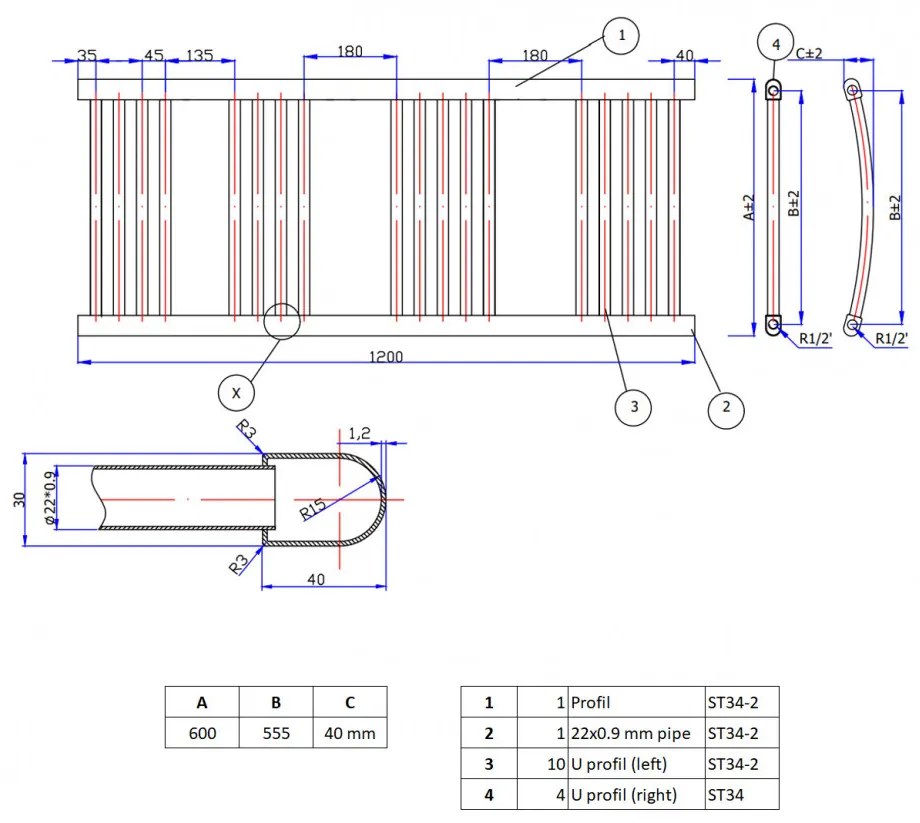 Fehér 750x1200mm törölközőszárítós fürdőszobai radiátor Welland Lux | Készletről | Gyors kiszállítással
