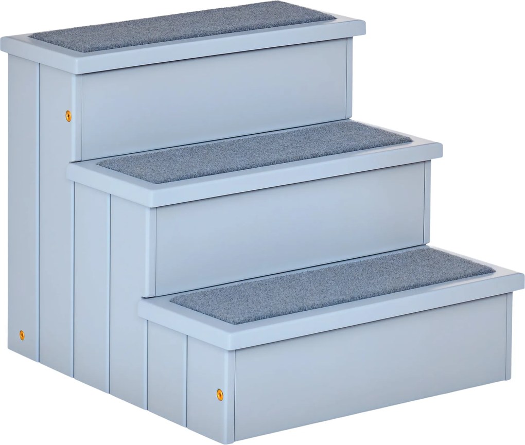 PawHut 3 Lépéses Kisállat Lépcső Szürke 40,5 x 44,5 x 38 cm | Aosom