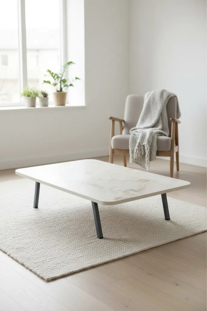 Étkezőasztal, fehér márvány, 90 cm – RMS2Y01