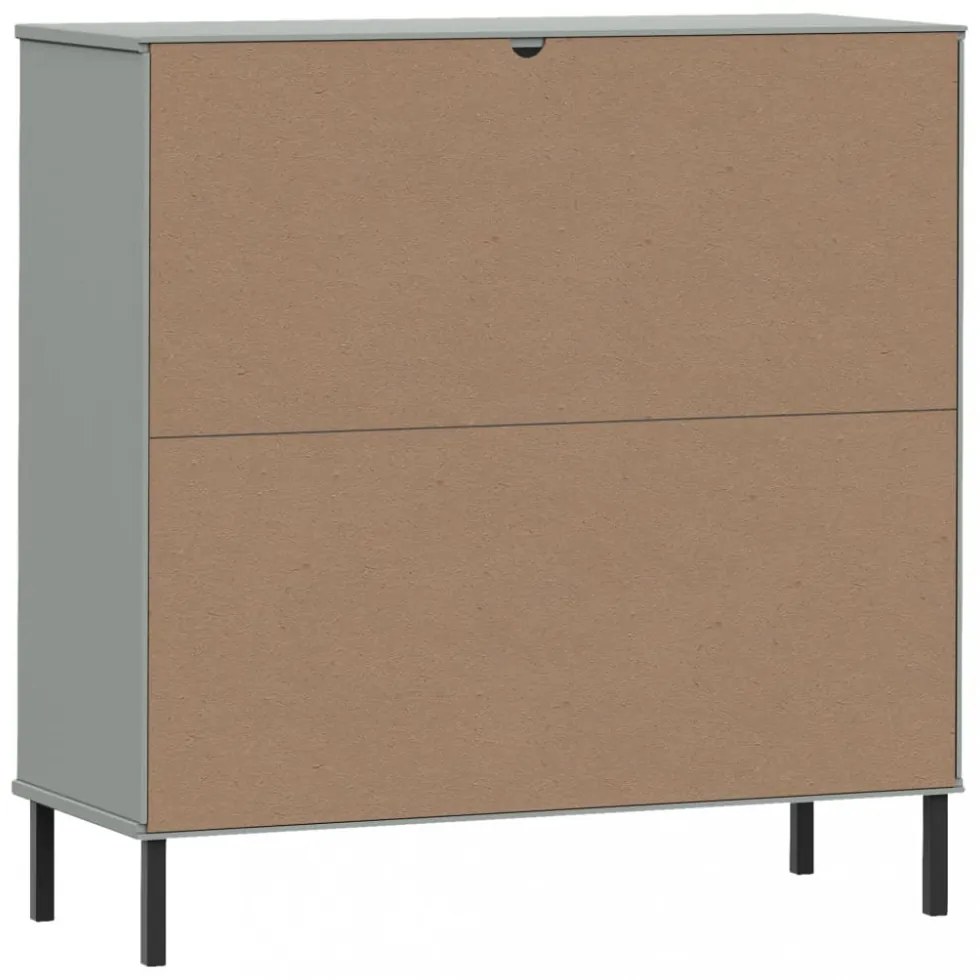 OSLO szürke tömör fa könyvszekrény fém lábakkal 90x35x90,5 cm