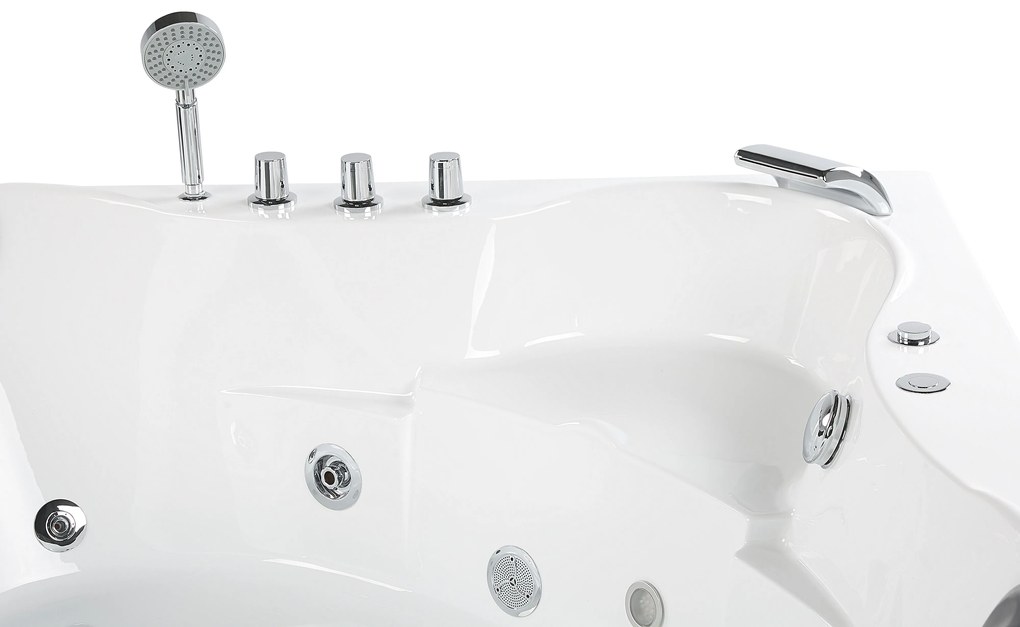 Fehér whirlpool masszázskád LED világítással 207 x 146 cm TOCOA II Beliani