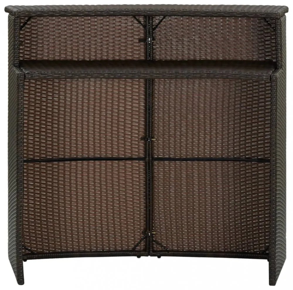 barna polyrattan kerti bárasztal 120 x 55 x 110 cm