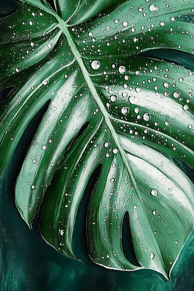 Vászonkép Canvas Természet Monster Levél Filodendron Víz Harmat 80x120