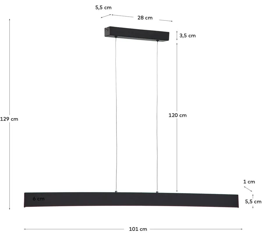 Matt fekete LED mennyezeti lámpa 5.5x101 cm Boadella – Kave Home