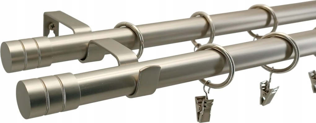 Függönykarnis dupla 19+19 mm Fém Loft Mix ezüst Szatén 340 cm
