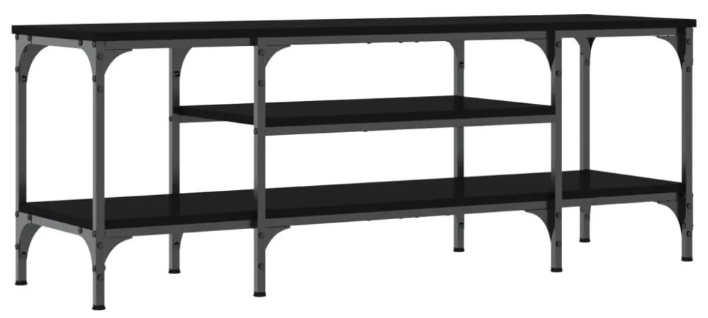 fekete szerelt fa és vas TV-szekrény 121x35x45 cm
