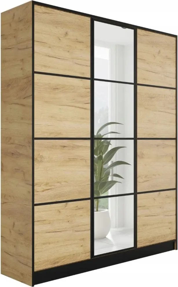 Eden 3D Gardróbszekrény 156,4cm, Arany Tölgy