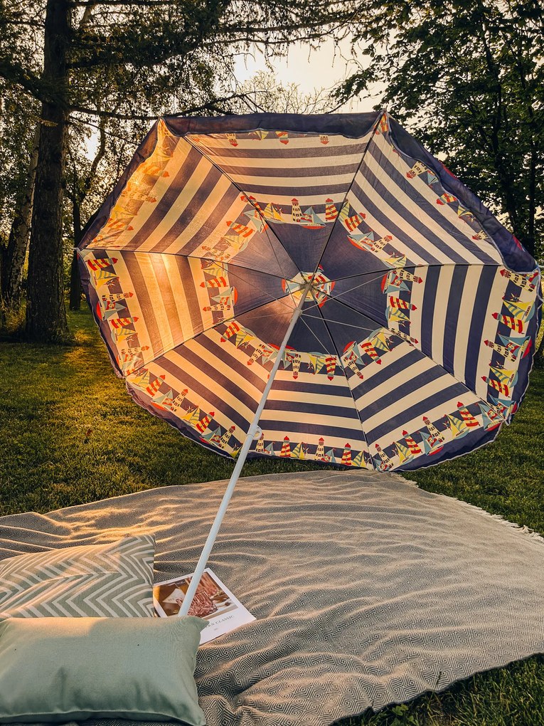 Fehér-kék napernyő LUMINA 180 cm
