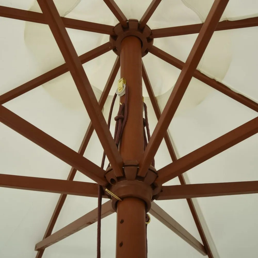 homokfehér kültéri napernyő farúddal 330 cm