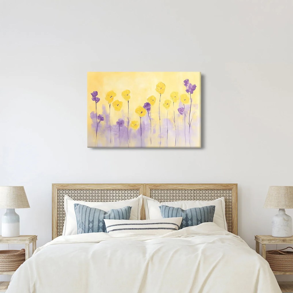 Kép - Lila és sárga virágok (90x60 cm)