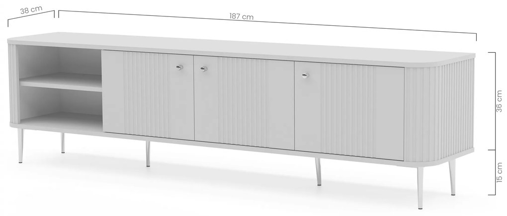 Vesper 3D TV-szekrény 187 cm - kasmír / fekete színű lábak
