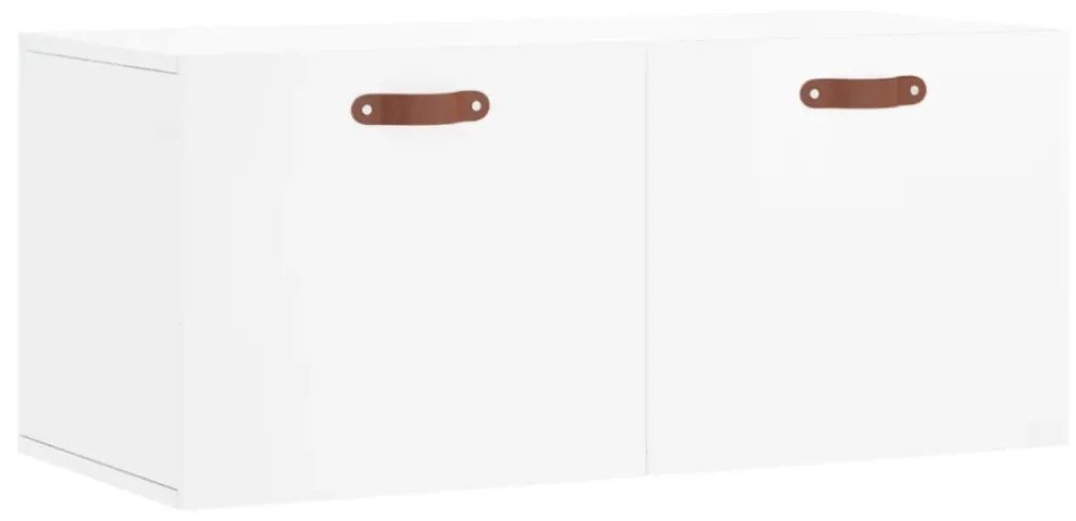 magasfényű fehér szerelt fa faliszekrény 80 x 36,5 x 35 cm