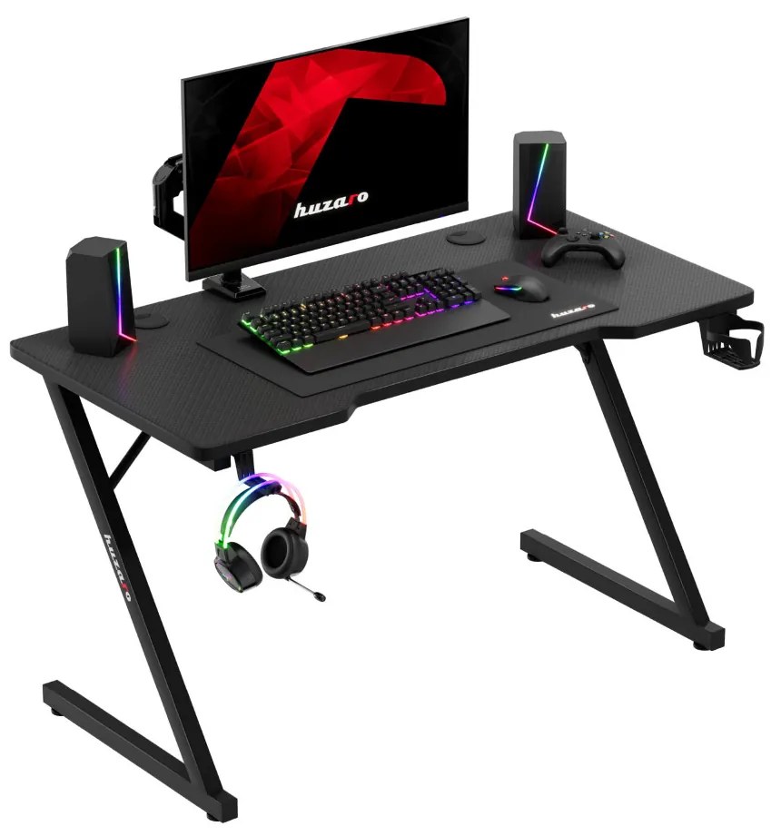 Gamer asztal, 120 x 60 cm, fekete