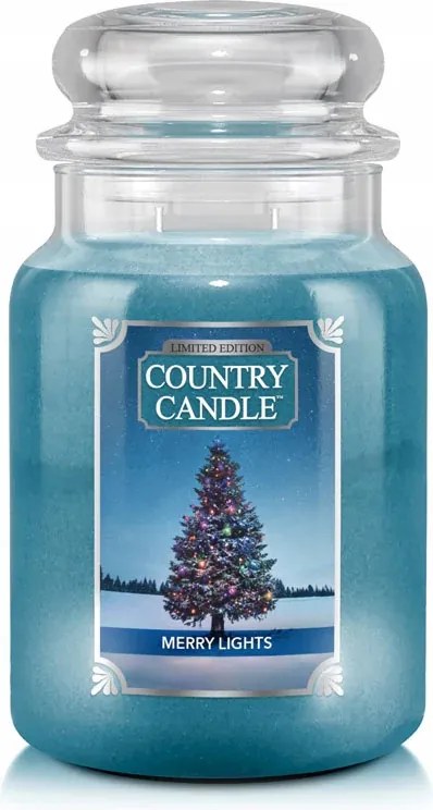Merry Lights Country Candle nagy illatgyertya 2 kanóccal (737g)