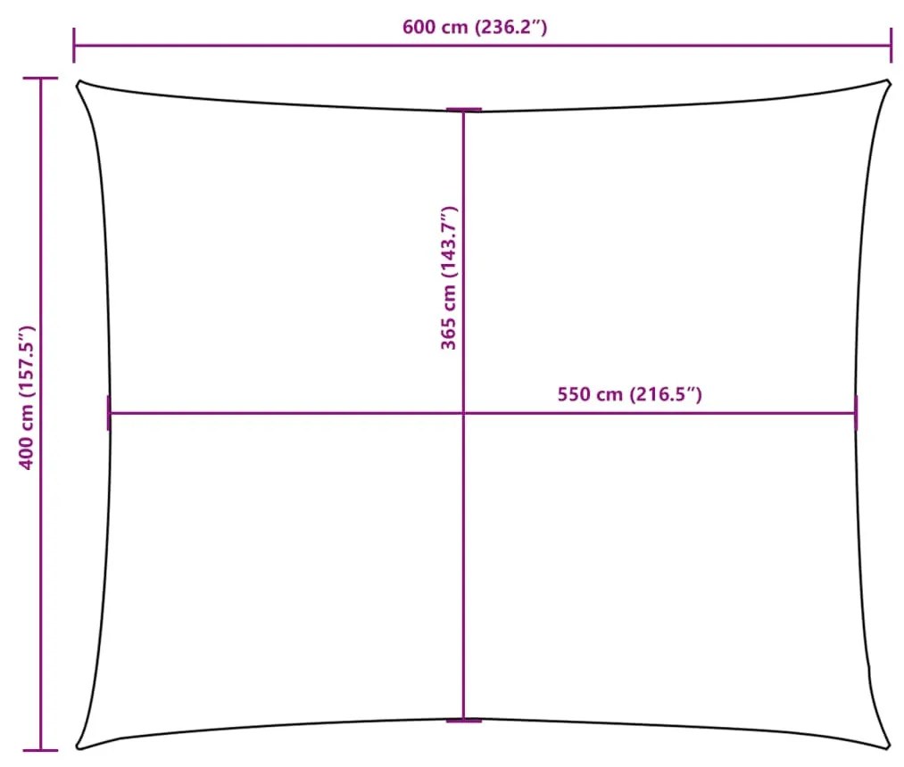 narancssárga téglalap alakú oxford-szövet napvitorla 4 x 6 m