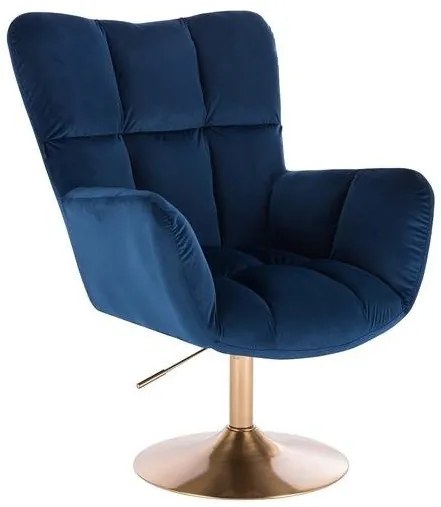 HR650N Tengerkék modern velúr szék arany lábbal