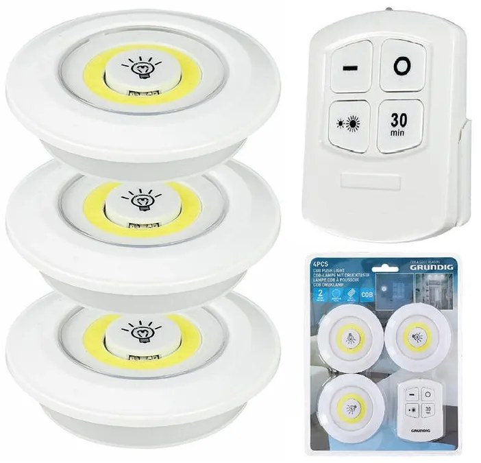 3 db-os elemes öntapadós, 16 COB LED-es lámpa készlet, távirányítóval