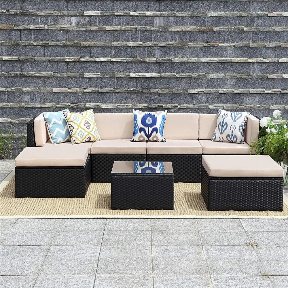 Catini Sevilla Kerti rattan sarokgarnitúra - fekete