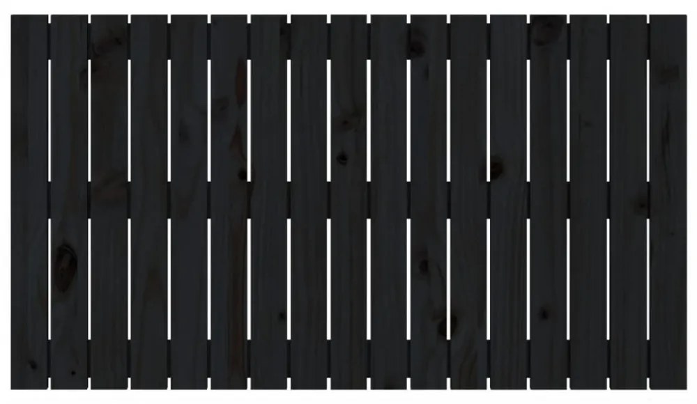 fekete tömör fenyőfa fali fejtámla 108 x 3 x 60 cm