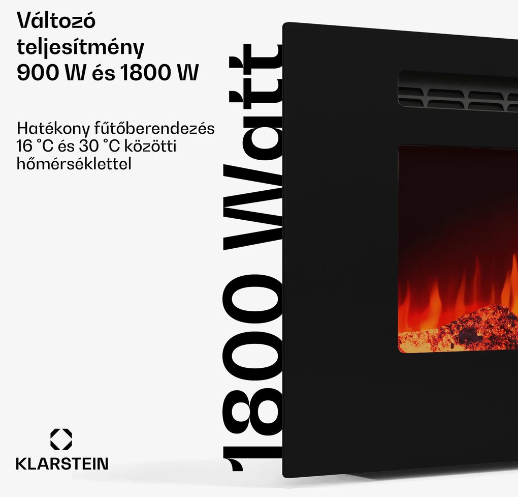 Klarstein Galeras Smart Intelligens elektromos kandalló, 2 hőmérséklet beállítás, 16 - 30°, LED lángillúzió, IOT csatlakozási lehetőség