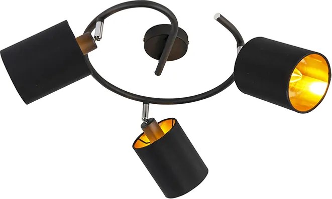 Okos modern mennyezeti lámpa fekete, 3 db WiFi B35 izzóval - Lofty