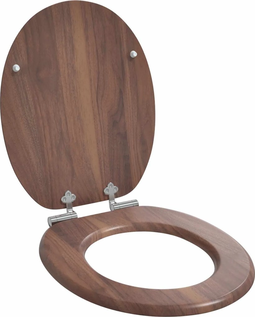 vidaXL Lágy záródású WC ülőke Barna 44 x 38 cm MDF lap