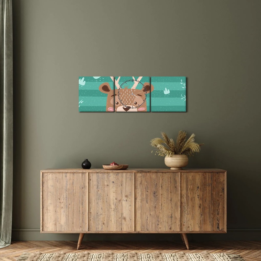 Kép - Szarvas (órával) (90x30 cm)