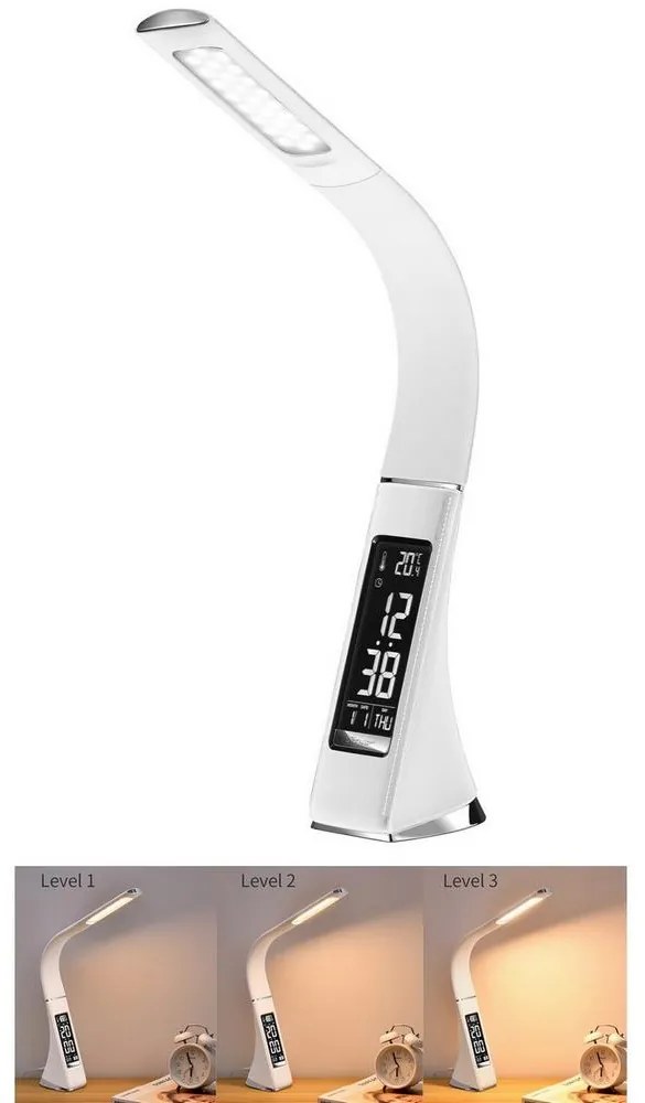 Brilagi - LED Dimmelhető asztali lámpa kijelzővel PELLE LED/7W/230V fehér BRI8949