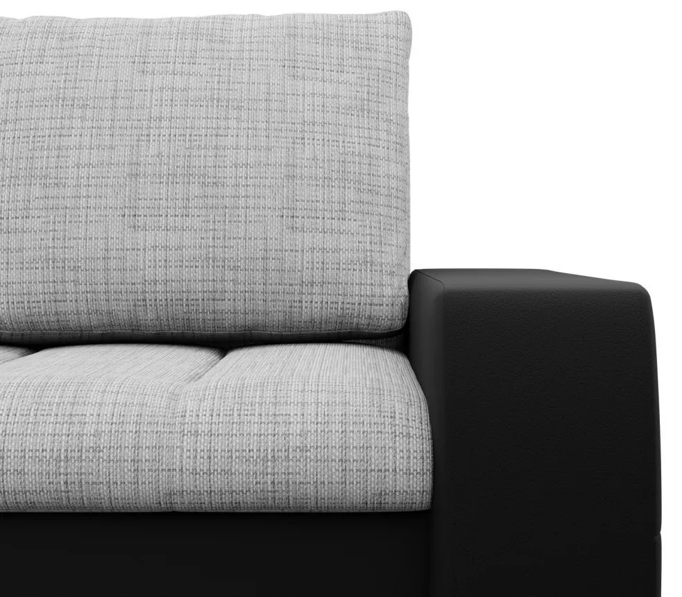 Toronto sarokkanapé, 2 ágyneműtartóval, fonott + műbőr, jobboldali, szürke - fekete