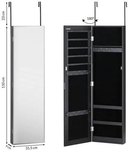 Casaria® Ékszerszekrény 31,5x9x110 cm