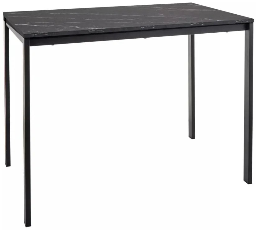 Étkezőgarnitúra 1 + 4, fekete asztal RAMOD 100x60 cm márvány dekor + zöld TURIN szék fekete lábakkal