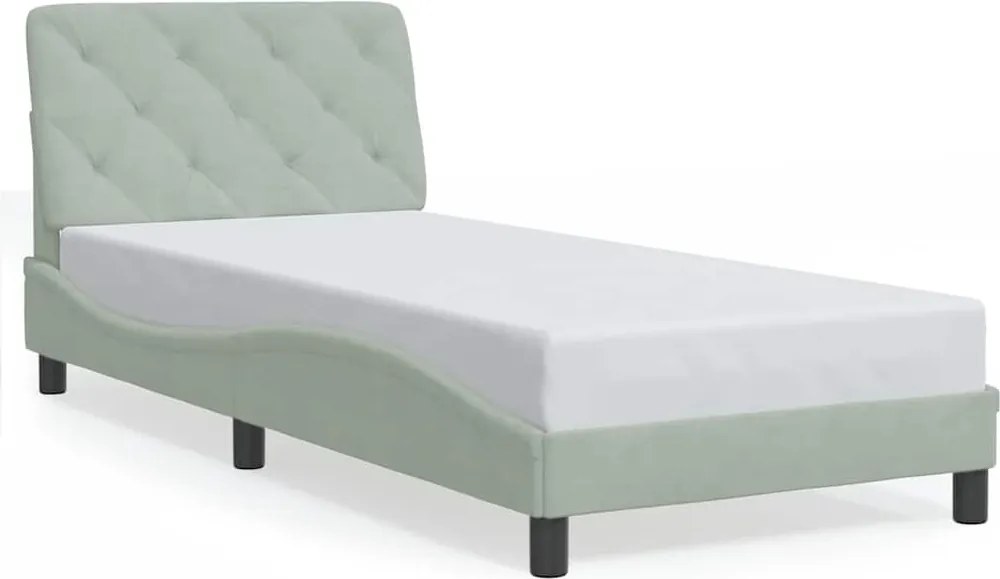 vidaXL világosszürke bársony ágykeret matrac nélkül 80x200 cm