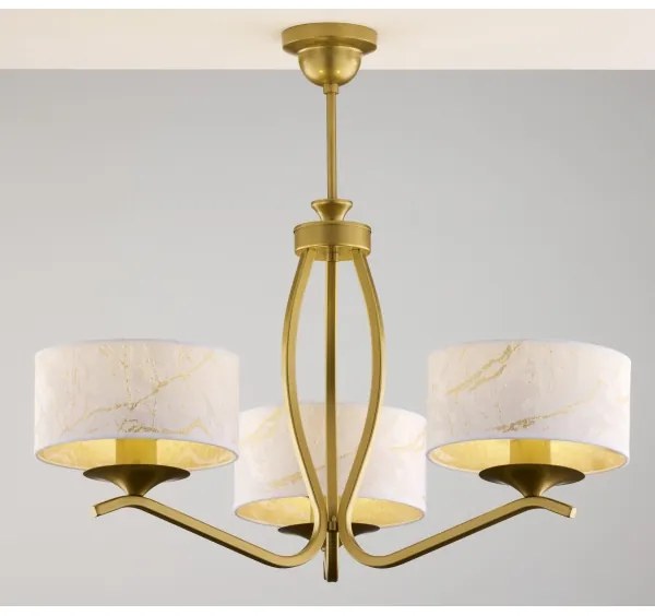 Jupiter 2109 - Csillár rúdon KASZMIR 3xE27/15W/230V fehér/arany/márvány dekor