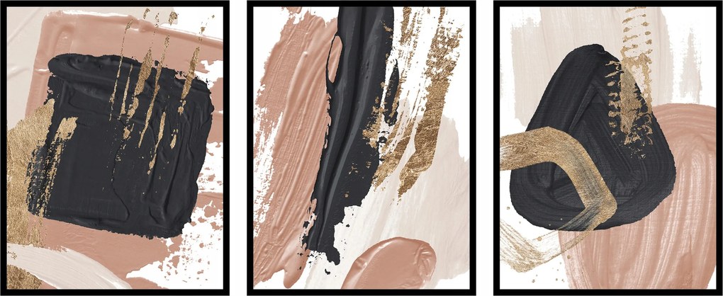 Triptichon poszter szett absztrakt festék színek minták 3db 50x70cm