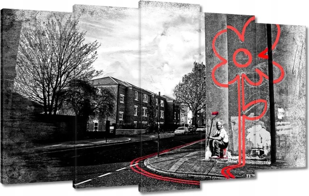 Vászonkép 100x60 Banksy Piros virág