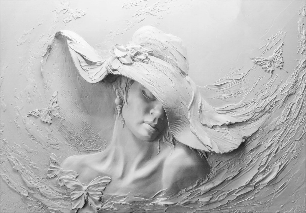 Fotótapéta Nő Pillangók Barelief Elegáns Dekoráció 368x254 +ragasztó